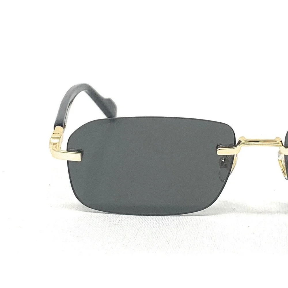 GUCCI Men's Sunglasses GG1221S 001 Gold Black Grey Rimless 56mm - Picture 5 of 7